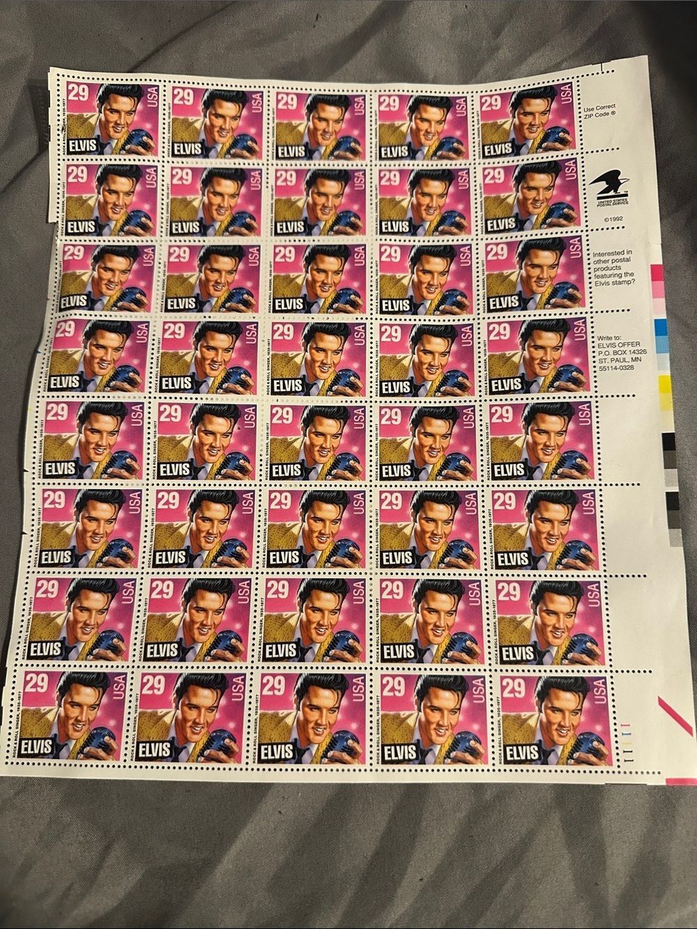 Vintage Collectible  Elvis Stamp Sheet